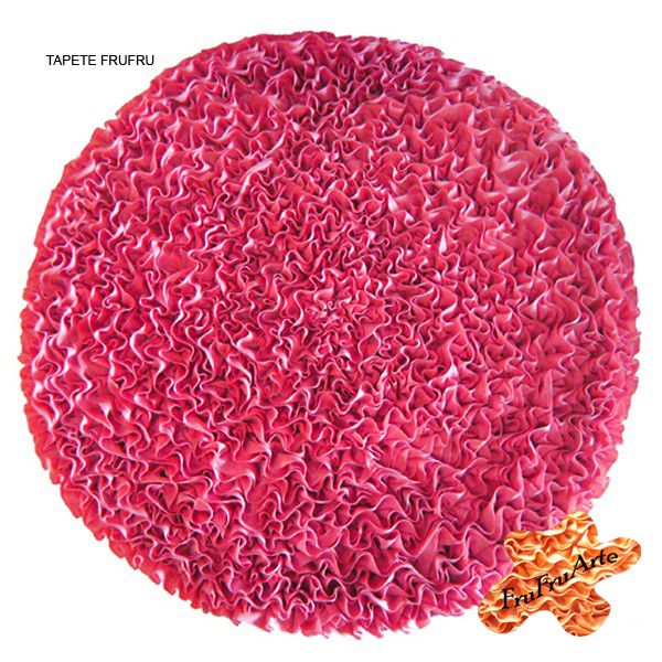 Tapete Frufru Redondo Rosa